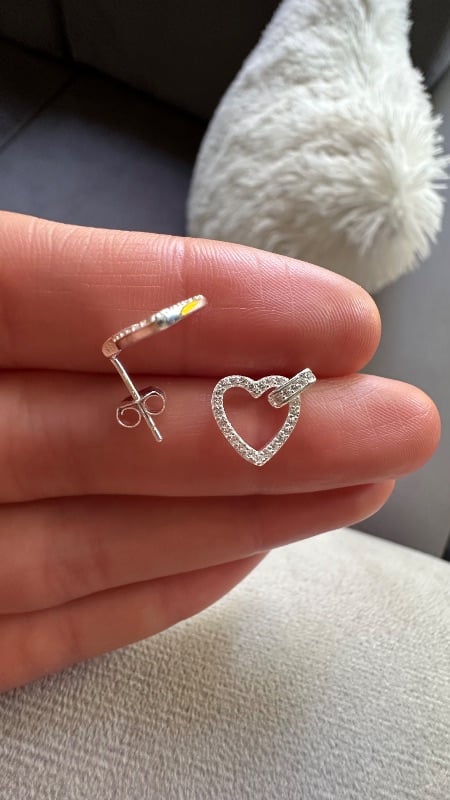 Aros corazón con cristales - Plata 925