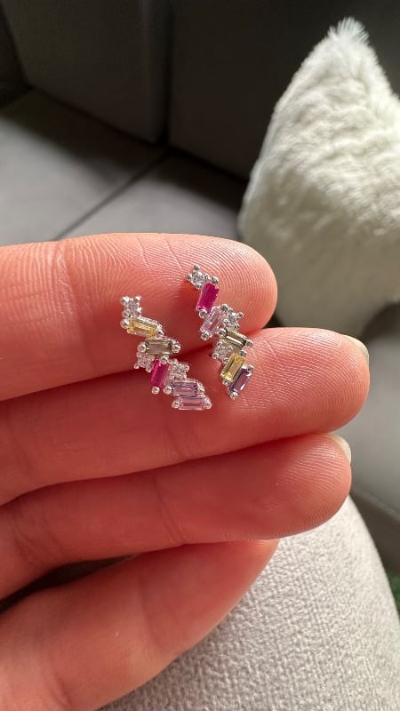 Aros con cristales de colores - Plata
925