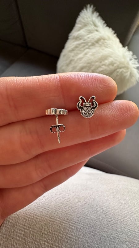 Aros Minnie con cristal - Plata 925