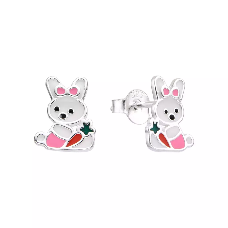 Aros conejos, esmaltados - Plata 925