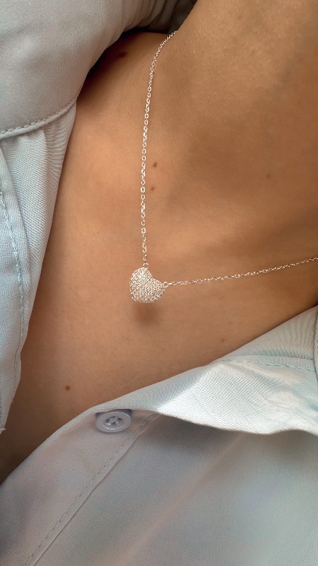 Conjunto corazón con cristales - Plata 925