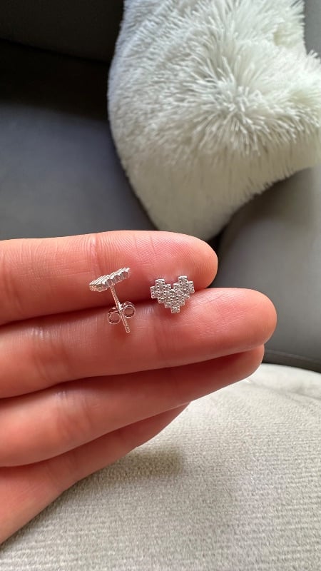 Aros forma de corazón con cristales - Plata 925