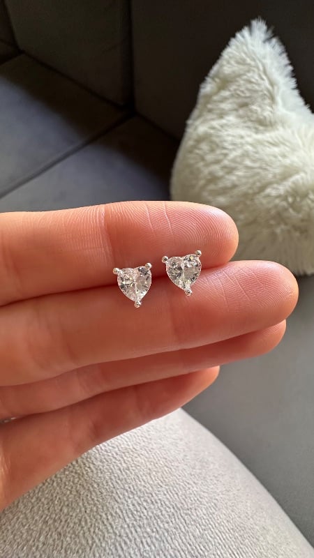 Aros corazón con cristal - Plata 925