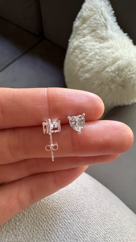 Aros corazón con cristal - Plata 925