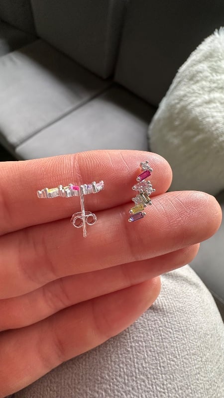 Aros con cristales de colores - Plata
925