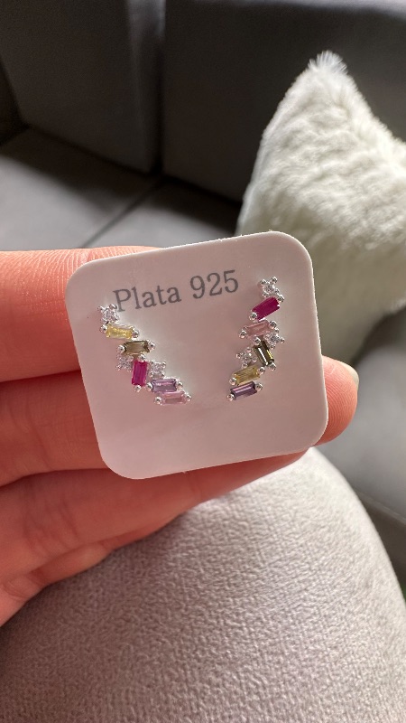 Aros con cristales de colores - Plata
925