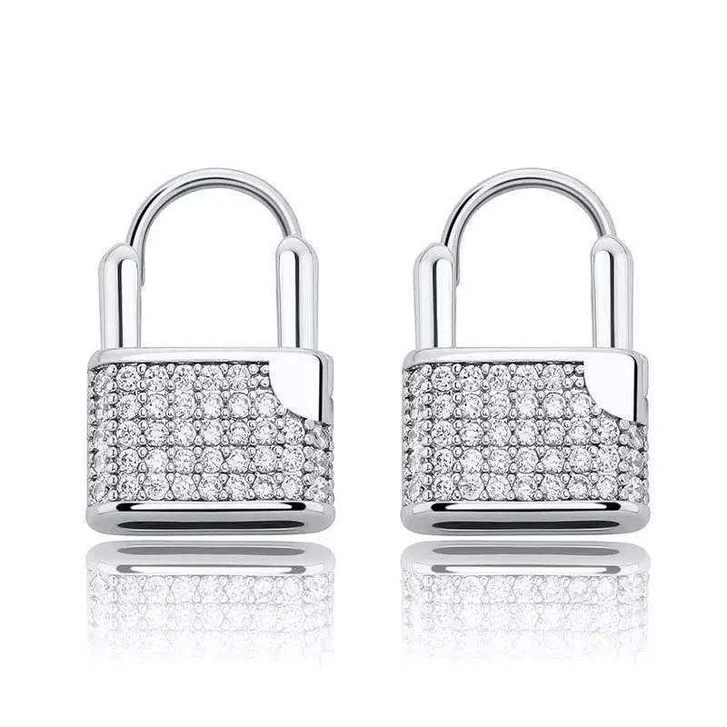 Argollas candado con cristales - Plata
925 rodinada