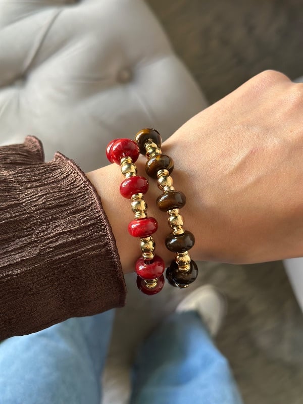 Pulsera Roja, dorada - Fantasía FAR2532