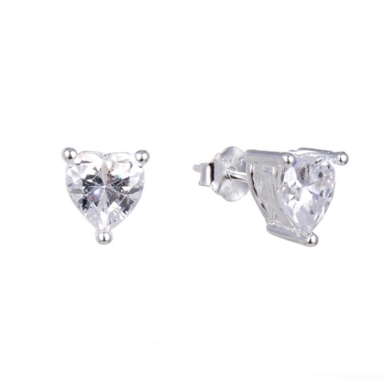Aros corazón con cristal - Plata 925