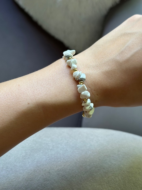 Pulsera piedras corazón - Cobre con baño en Oro