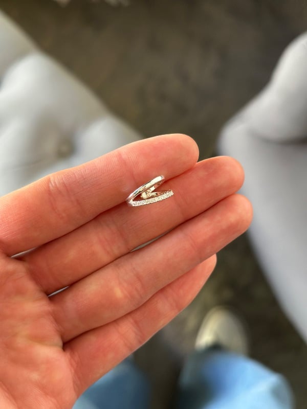 Aro Cuff con cristales - Acero Blanco BAR3912