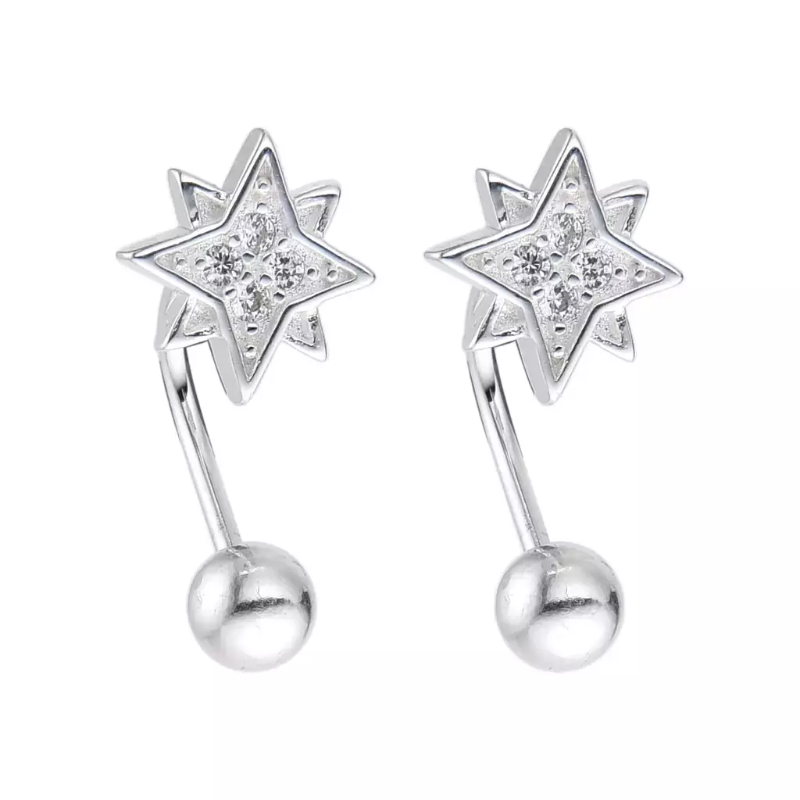 Aro Piercing unitario con cristales - Plata 925