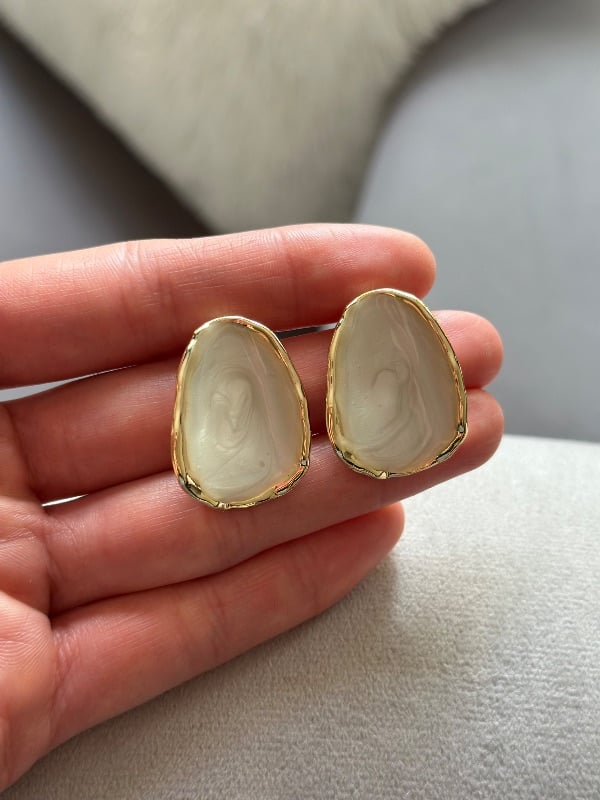 Aros esmaltados Blanco - Acero Dorado