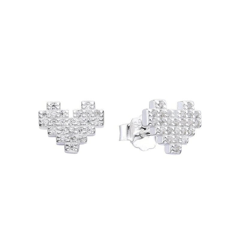 Aros forma de corazón con cristales - Plata 925