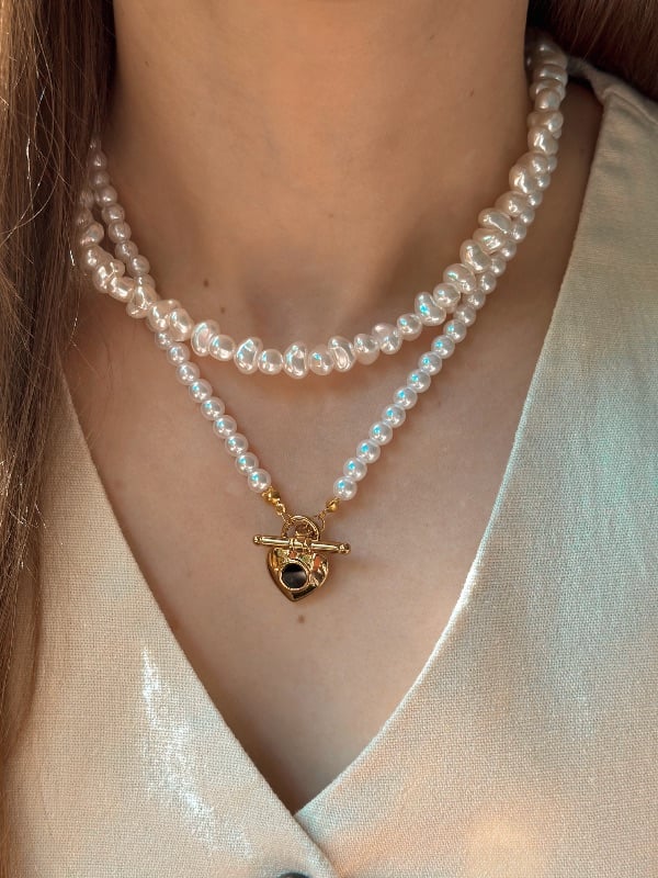 Collar de perlas - Acero Dorado