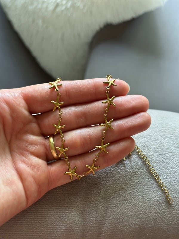 Collar estrellas de mar - Bronce bañado en metales dorados.