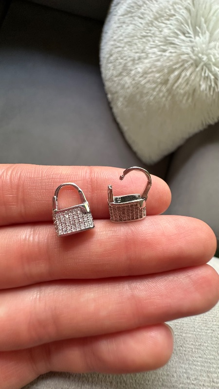 Argollas candado con cristales - Plata
925 rodinada