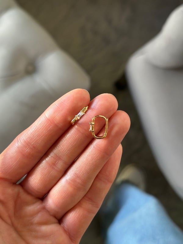 Argollas 10mm. con cristal - Acero Dorado ARD2163
