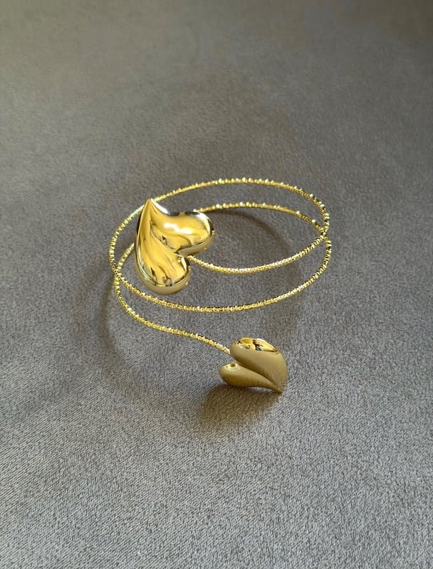 Brazalete doble corazón Dorado - Fantasía BRA554