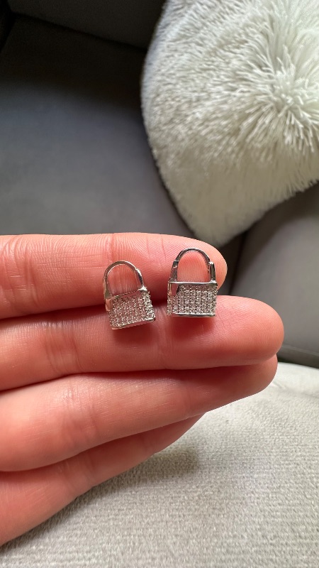 Argollas candado con cristales - Plata
925 rodinada
