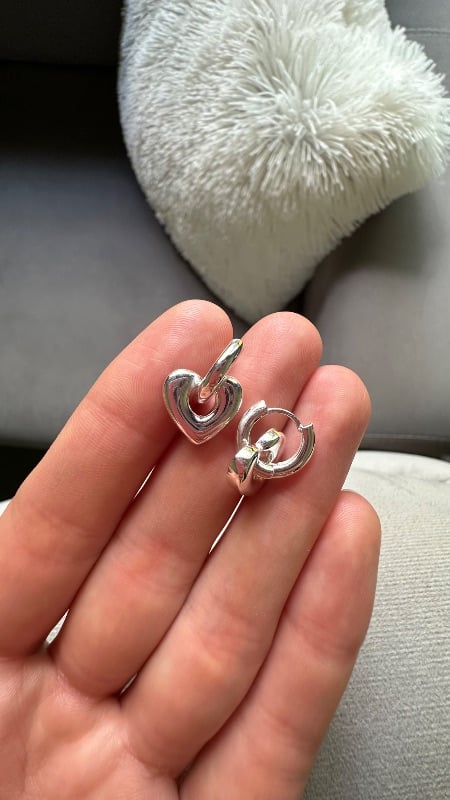 Argollas cubanas lisas dije corazón - Plata 925