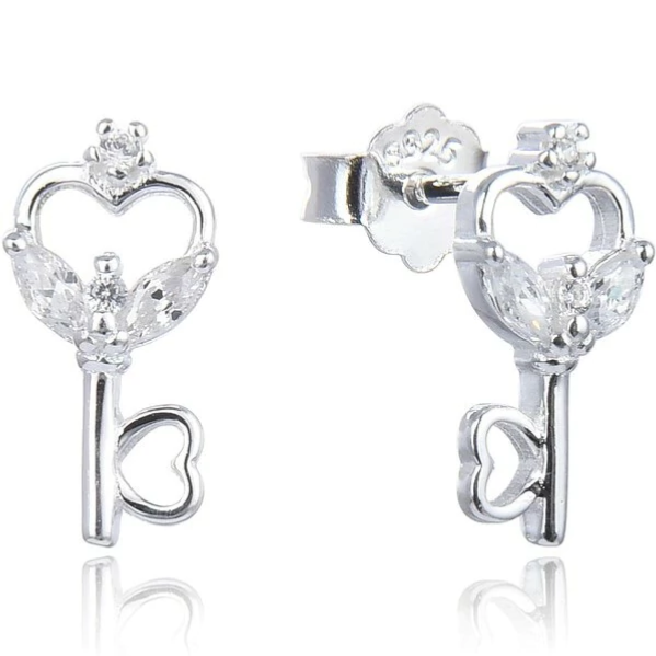 Aros llaves con cristales - Plata 925