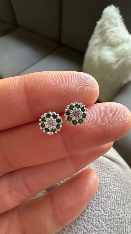 Aros con ristales verdes - Plata 925