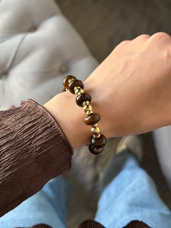 Pulsera Marrón, Dorado - Fantasía FAR2531