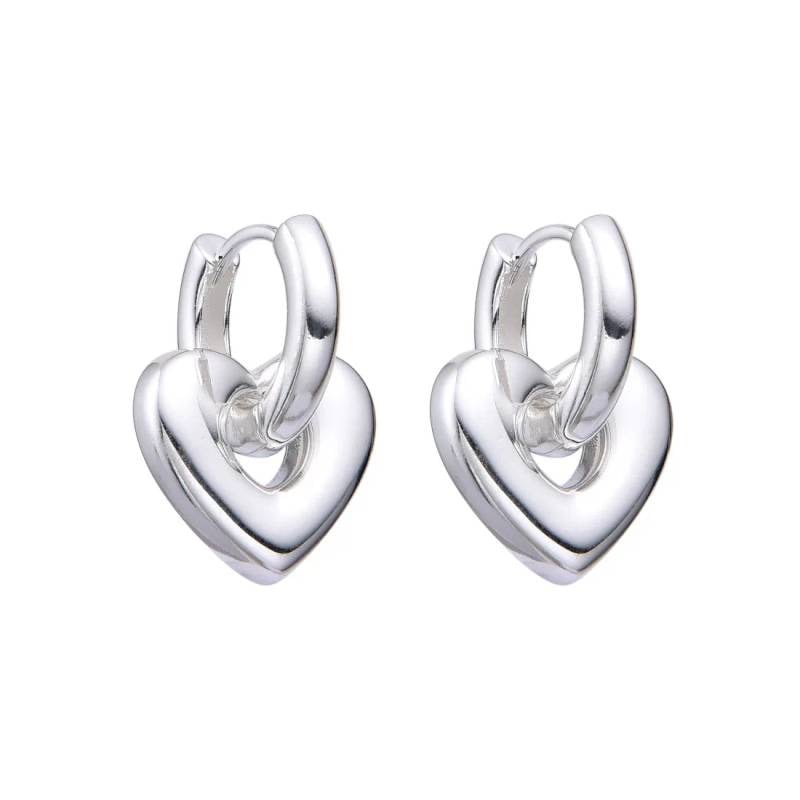 Argollas cubanas lisas dije corazón - Plata 925