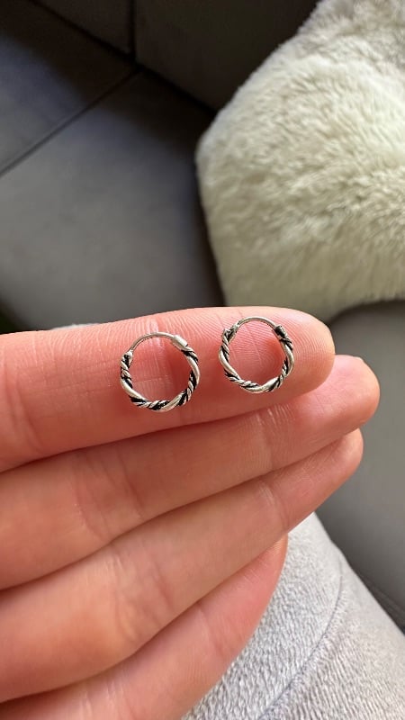 Argollas trenzadas 10mm. - Plata 925