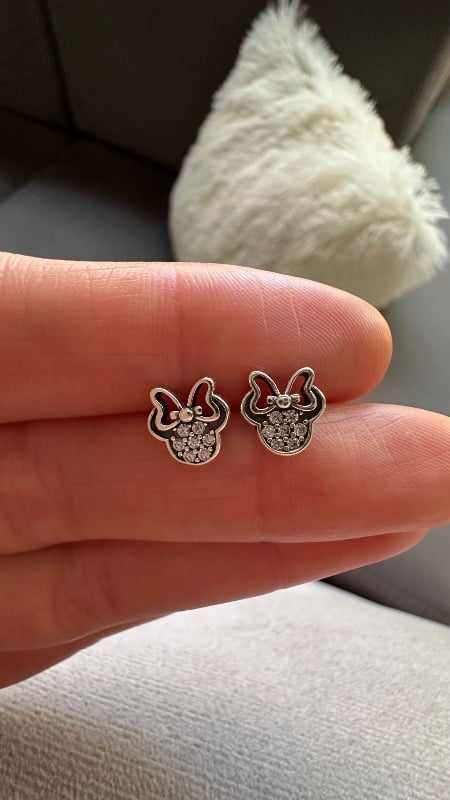 Aros Minnie con cristal - Plata 925