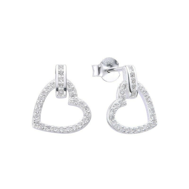 Aros corazón con cristales - Plata 925