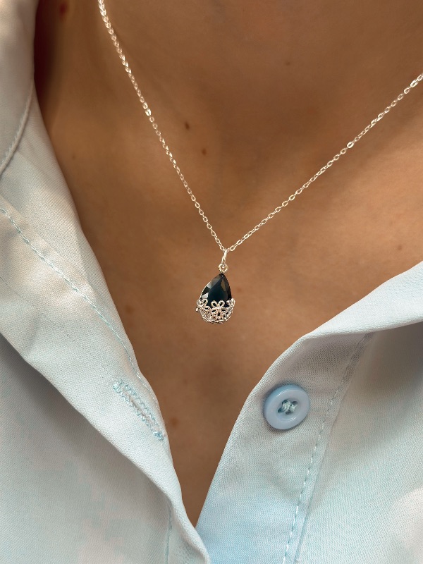 Conjunto con cristal azul - Plata 925