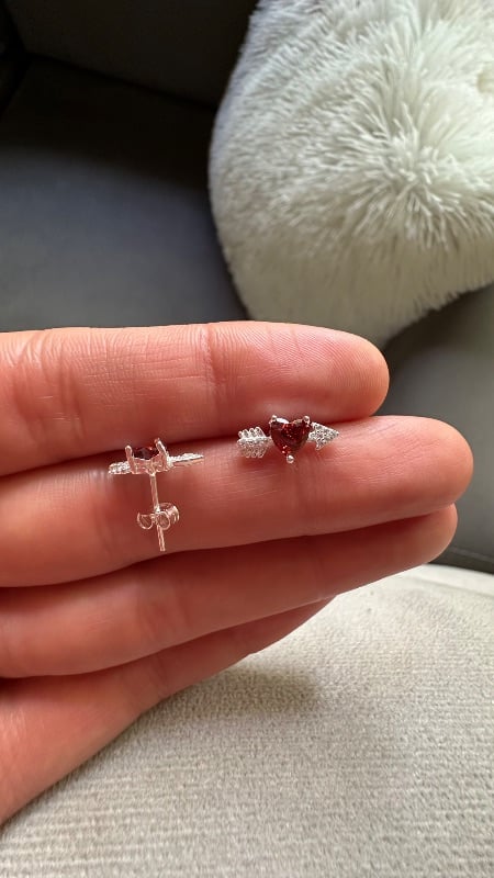 Aros flechazo con cristales - Plata 925