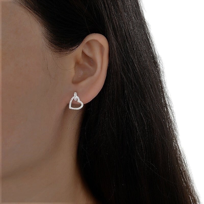 Aros corazón con cristales - Plata 925