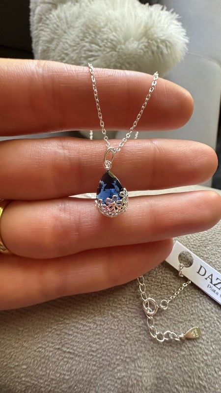 Conjunto con cristal azul - Plata 925