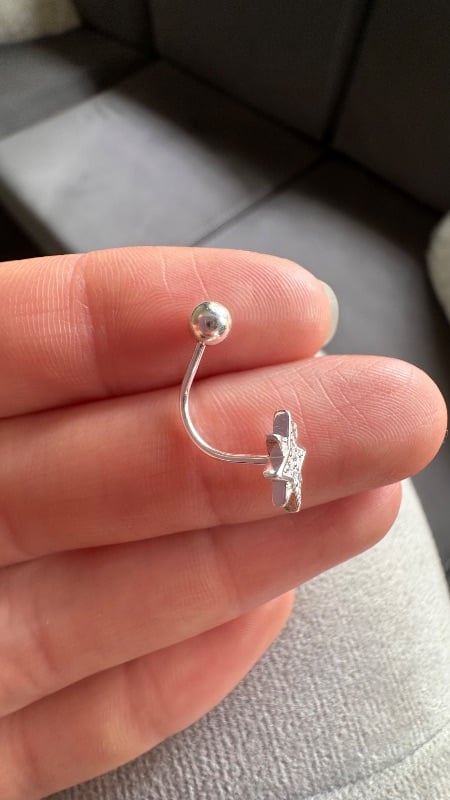 Aro Piercing unitario con cristales - Plata 925