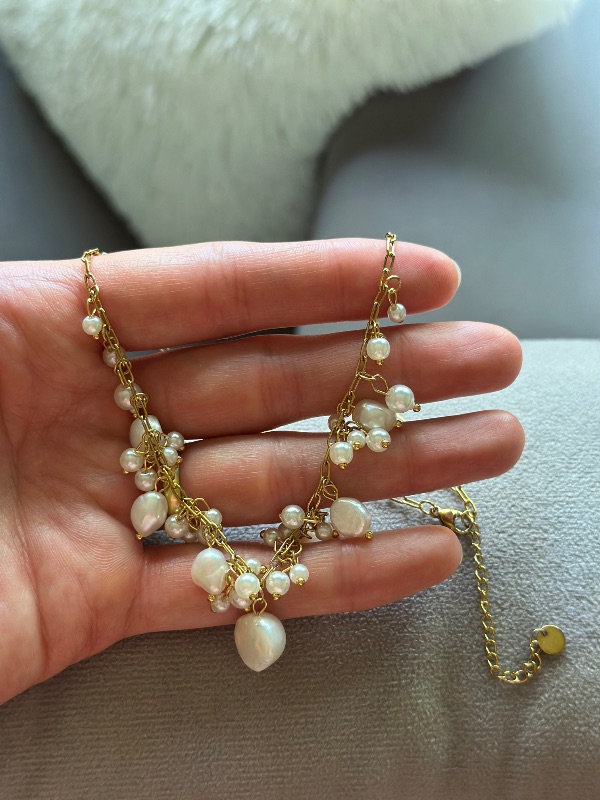 Collar con perlas - Acero Dorado