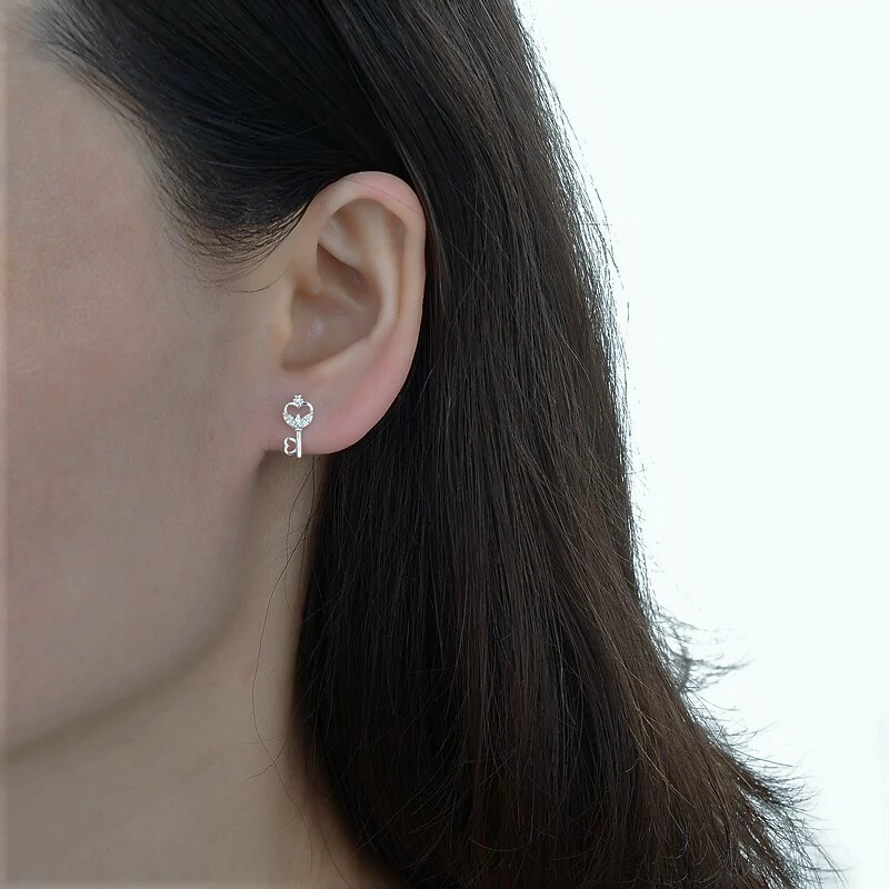 Aros llaves con cristales - Plata 925