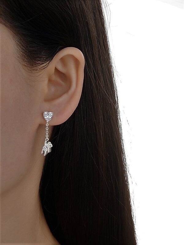Aros Colgante Ositos con cristal - Plata
925