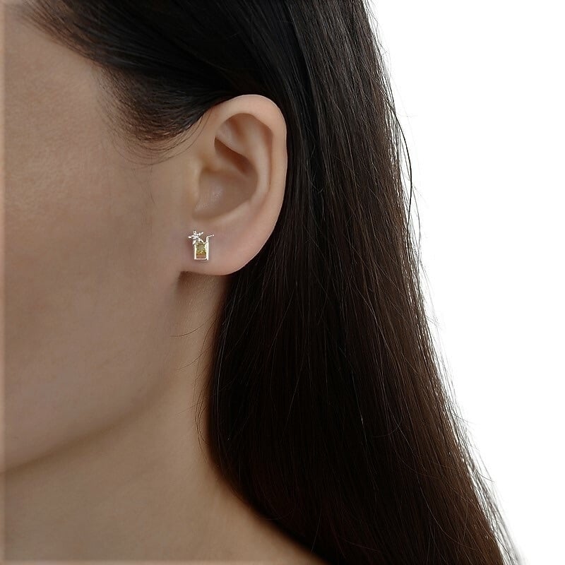 Aros tragos con cristales de colores - Plata 925