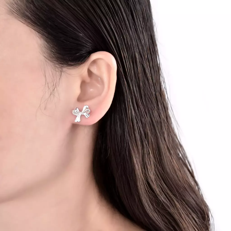 Aros moño lisos con relieve - Plata 925