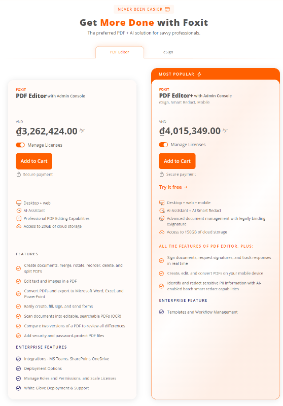 Tài khoản Foxit PDF Editor+