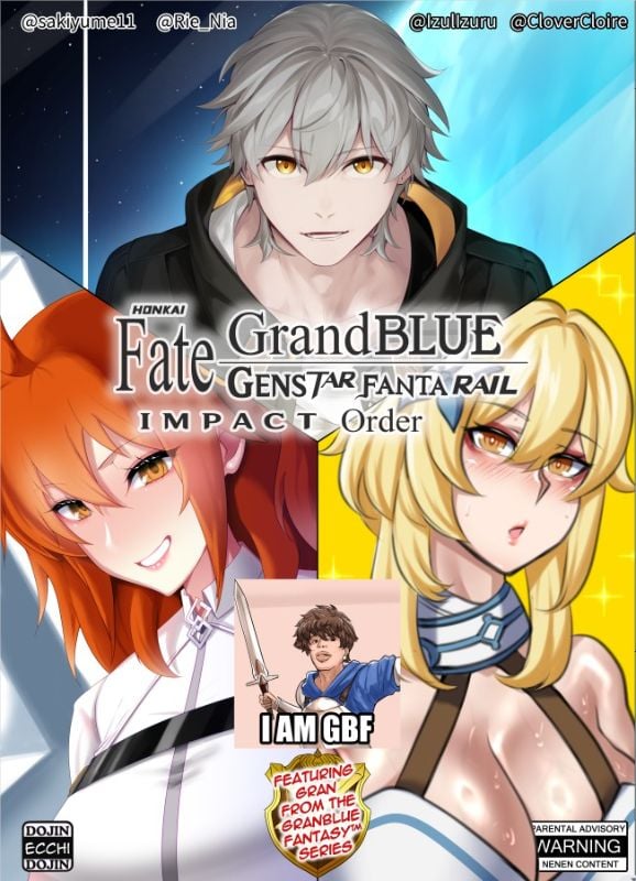 [R18] HONKAIFATEGRANDBLUEGENSTARFANTARAILIMPACTORDER Collab Doujinshi by Rie_Nia