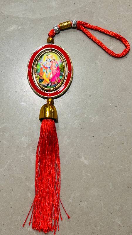 Lord Krishna Red Car Charm Spiritual Hanging Ornament