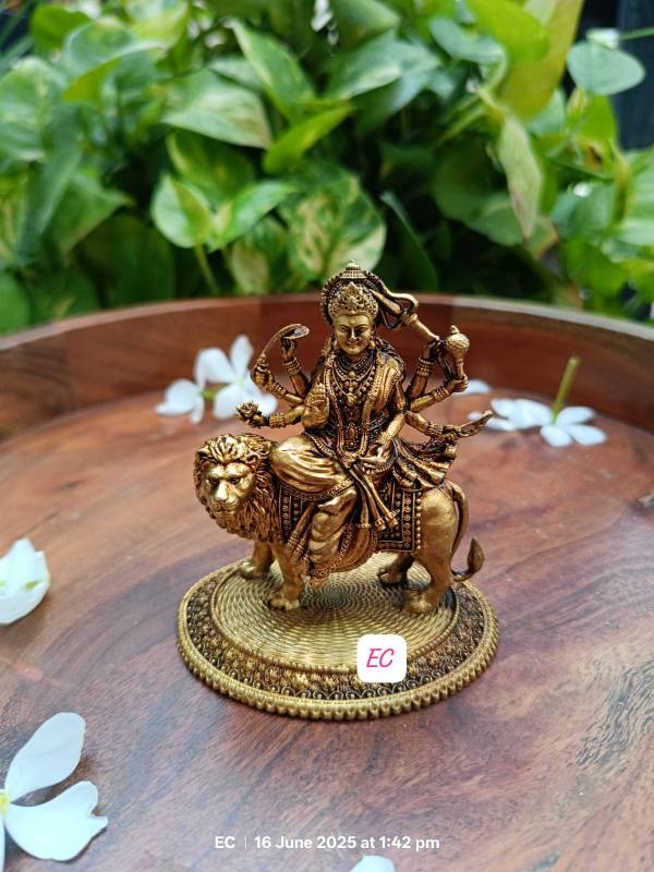 Royal brass Durga ji idol oval base