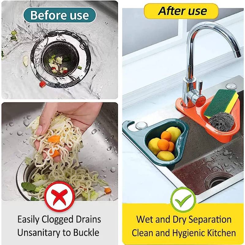 Kitchen Sink Drain Basket, Swan Drain Rack, Multipurpose Drain Basket for Kitchen Sink, Food Catcher Garbage Corner Sink Strainer (Pack of 1, Multicolor)