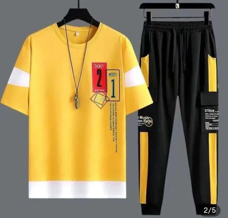 Men Graphic Track Suit Yellow Black Medium to XL