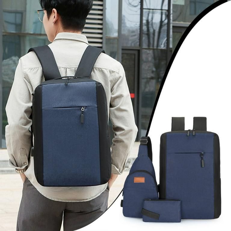Blue 3-Piece Nylon Backpack Set for Daily Wear