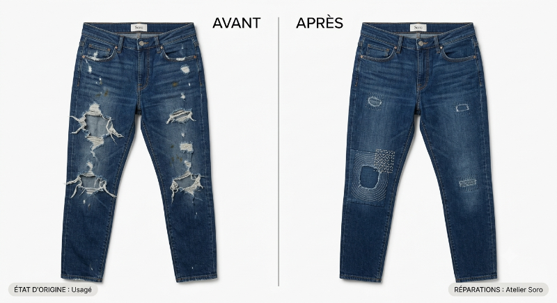 Réparer une déchirure jean